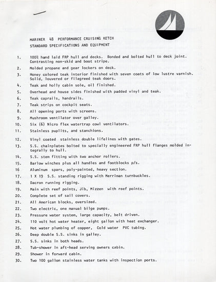 Mariner 48 Specification Brochure