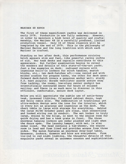 Mariner 48 Specification Brochure