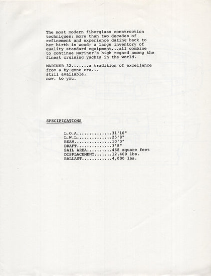 Mariner 32 Specification Brochure