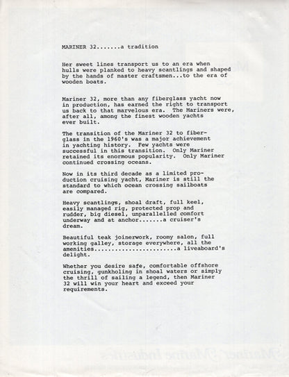 Mariner 32 Specification Brochure