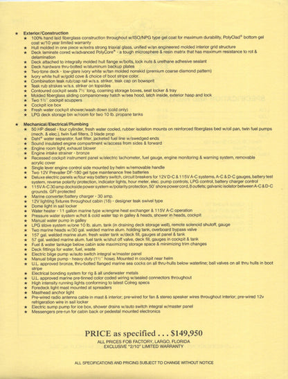 Island Packet 38 Specification Brochure