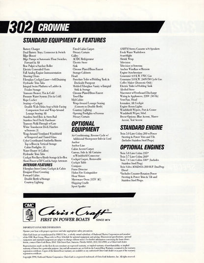 Chris Craft 302 Crowne Brochure