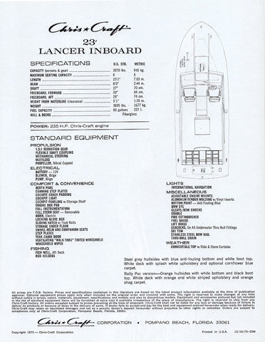 Chris Craft Lancer 23 Inboard Brochure