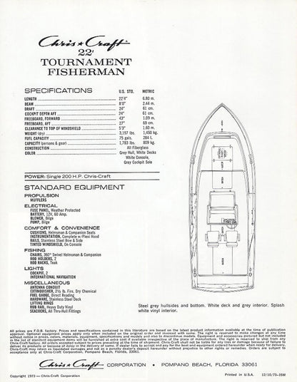Chris Craft 22 Tournament Fisherman Brochure