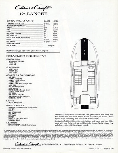 Chris Craft Lancer 17 Brochure