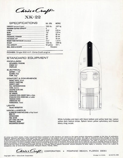 Chris Craft XK-22 Brochure