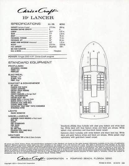 Chris Craft Lancer 19 Brochure
