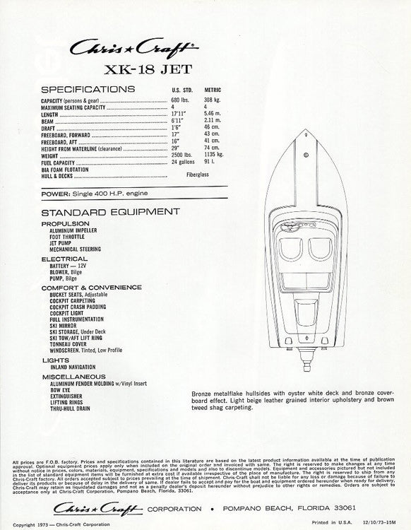 Chris Craft XK-18 Jet Brochure