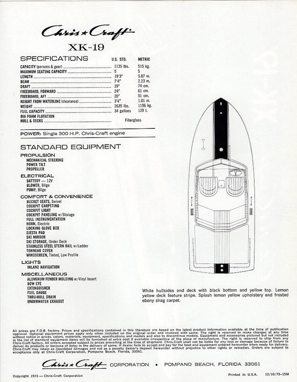 Chris Craft XK-19 Brochure – SailInfo I boatbrochure.com