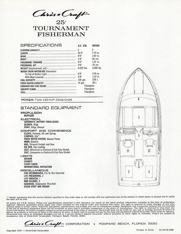 Chris Craft 25 Tournament Fisherman Brochure