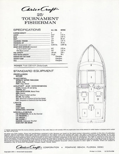 Chris Craft 25 Tournament Fisherman Brochure