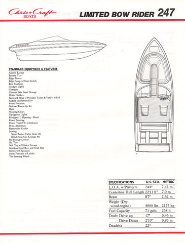 Chris Craft 247 Limited Bowrider Specification Brochure