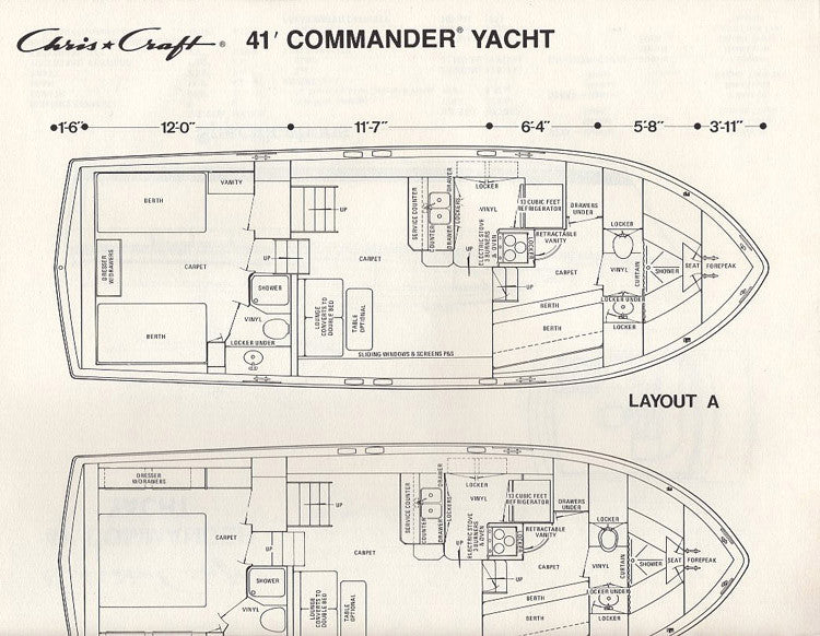 Chris Craft Commander Yacht 41 Specification Brochure