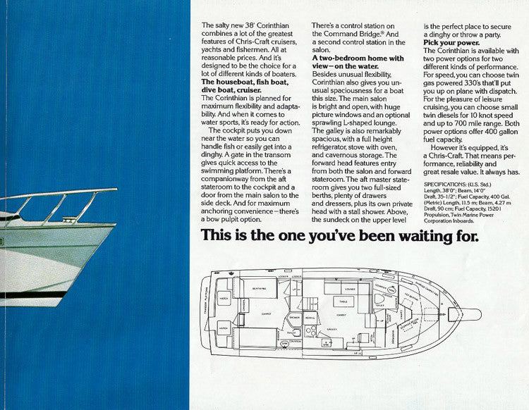 Chris Craft Corinthian 38 Launch Brochure