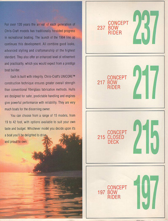 Chris Craft 1994 Concept Runabouts Brochure