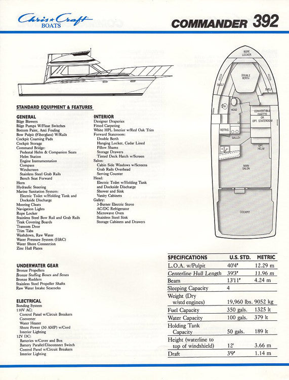 Chris Craft Commander 392 Brochure