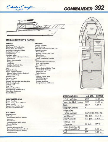 Chris Craft Commander 392 Brochure