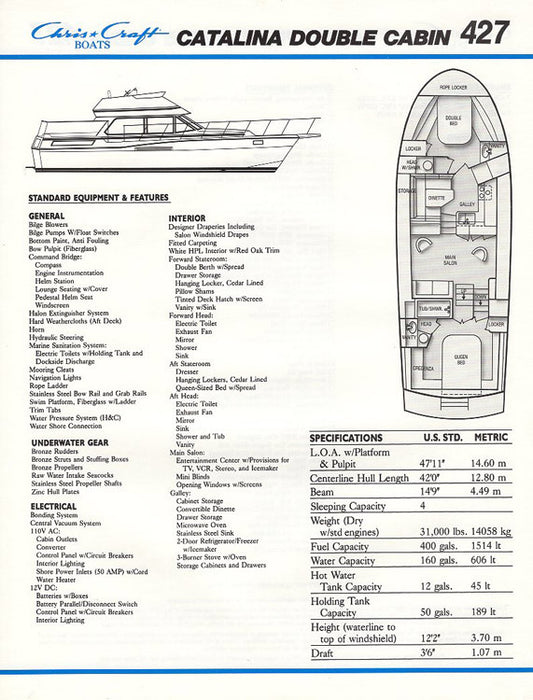 Chris Craft Catalina 427 Double Cabin Brochure