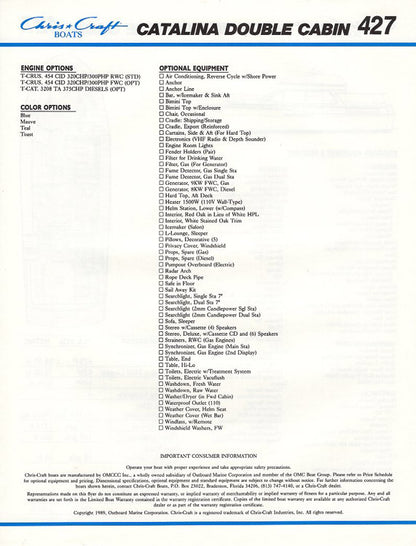 Chris Craft Catalina 427 Double Cabin Brochure