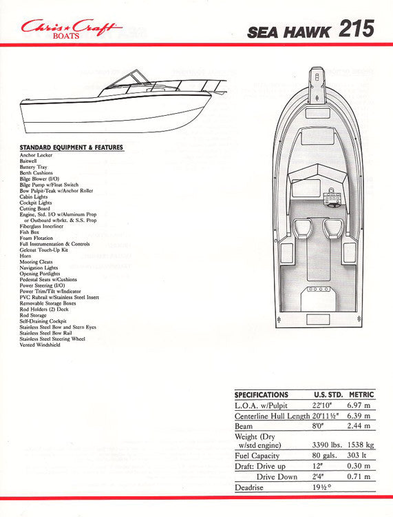 Chris Craft Sea Hawk 215 Brochure
