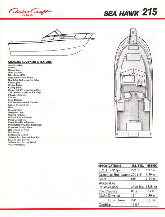 Chris Craft Sea Hawk 215 Brochure