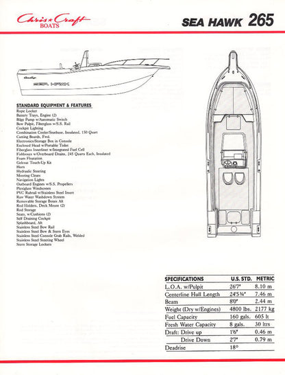 Chris Craft Sea Hawk 265 Brochure