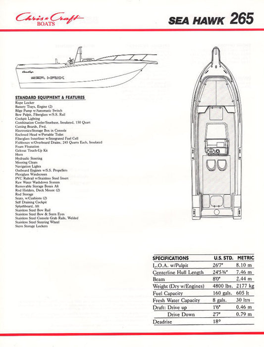 Chris Craft Sea Hawk 265 Brochure
