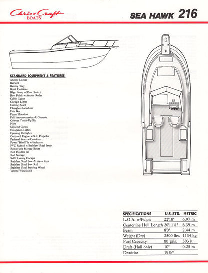 Chris Craft Sea Hawk 216 Brochure