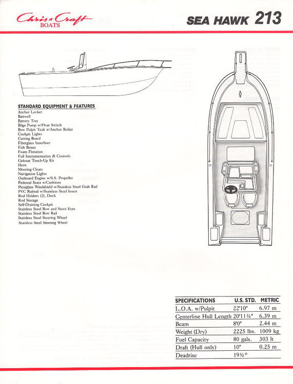 Chris Craft Sea Hawk 213 Brochure