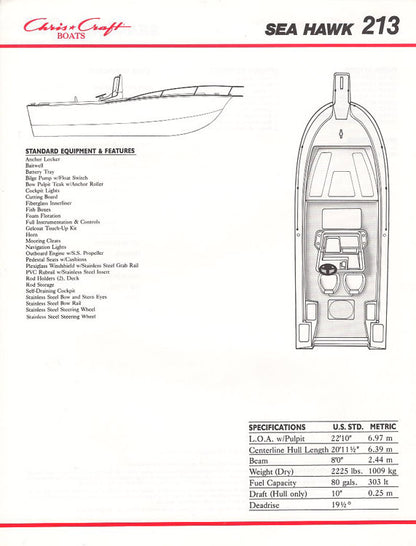 Chris Craft Sea Hawk 213 Brochure