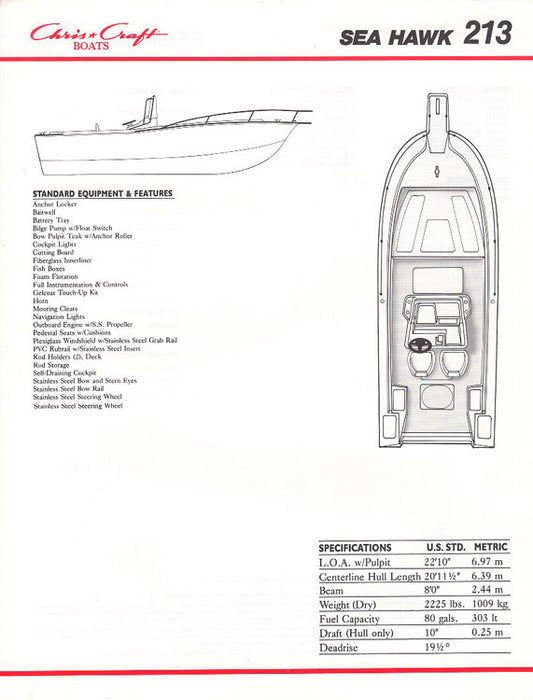 Chris Craft Sea Hawk 213 Brochure