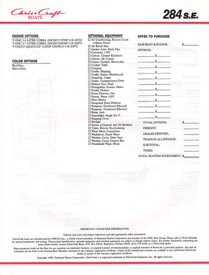 Chris Craft 284SE Brochure