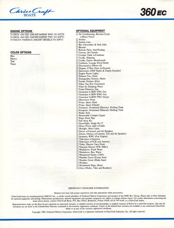 Chris Craft 360 Express Cruiser Brochure