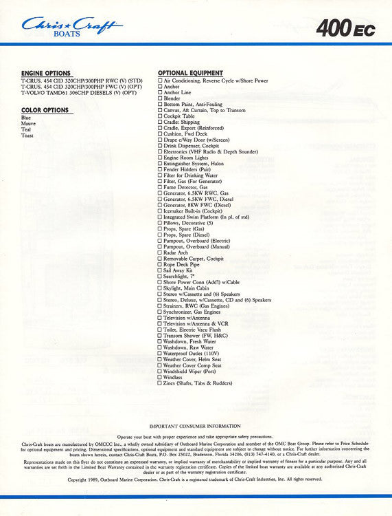 Chris Craft 400 Express Cruiser Brochure