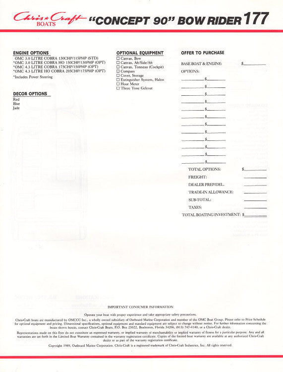 Chris Craft Concept Bowrider 177 Brochure