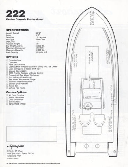 Aquasport 222 Center Console Professional Brochure