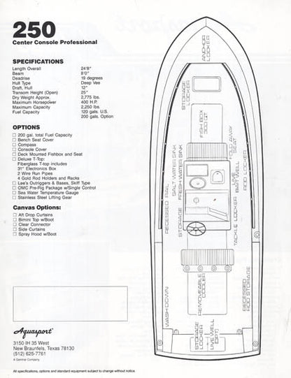 Aquasport 250 Center Console Professional Brochure