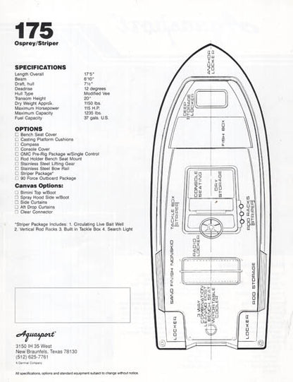 Aquasport 175 Osprey / Striper Brochure
