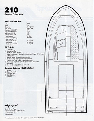 Aquasport 210 Express Fisherman Brochure