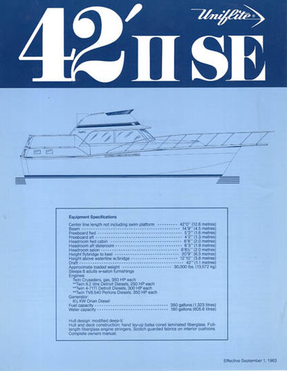 Uniflite 42 SE Sedan Specification Brochure