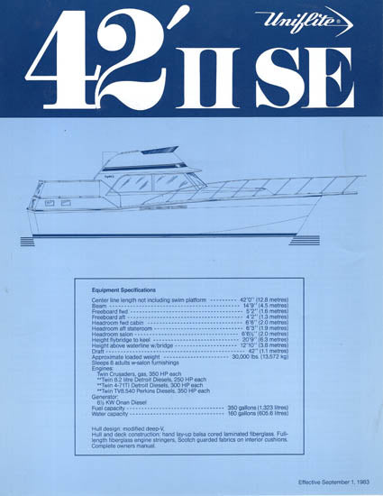 Uniflite 42 SE Sedan Specification Brochure