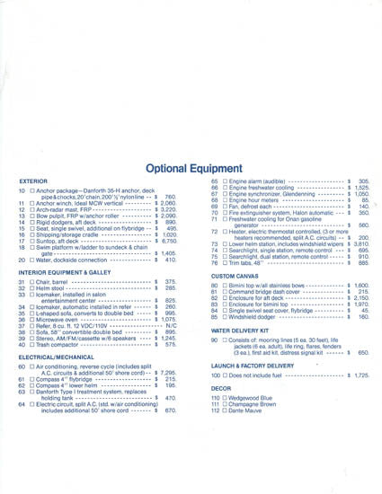 Uniflite 42 SE Sedan Specification Brochure