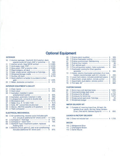 Uniflite 42 SE Sedan Specification Brochure