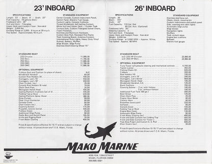 Mako 1978 Price List