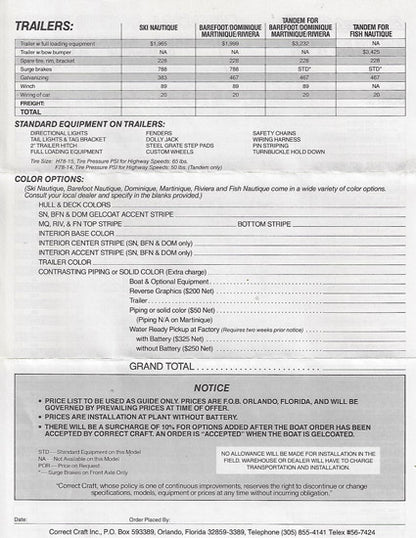Correct Craft 1987 Nautiques Full Line Brochure