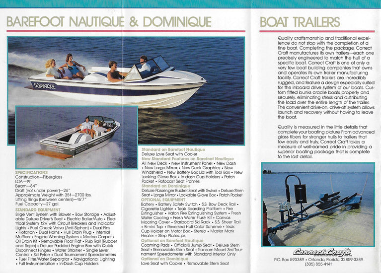 Correct Craft 1987 Nautiques Full Line Brochure