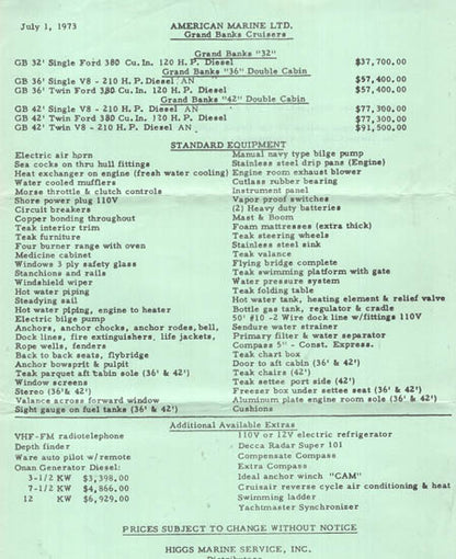 Grand Banks 42 Brochure