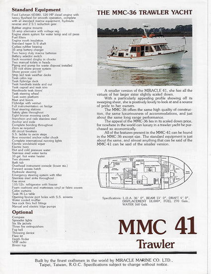 Overseas Miracle MMC 41 Trawler Brochure