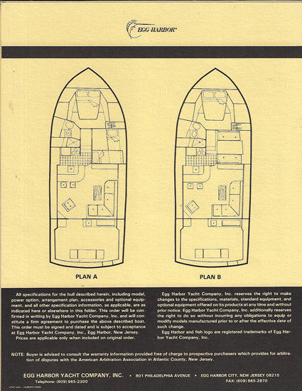 Egg Harbor Golden Egg 38 Specification Brochure