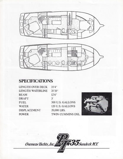 PT 35 Sundeck Motor Yacht Brochure